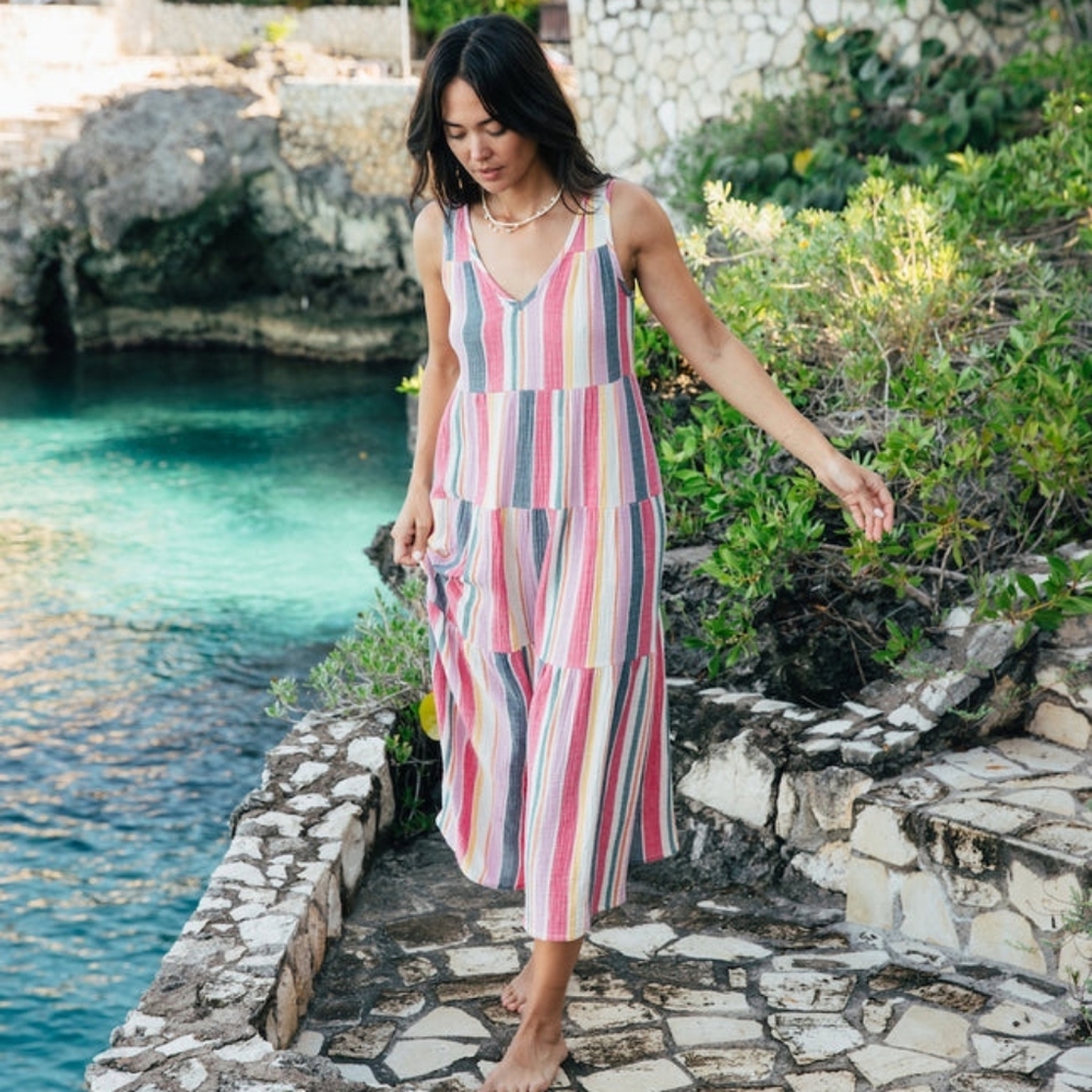 NWOT Marine Layer Corinne Maxi Dress in Multi Stripe, size L